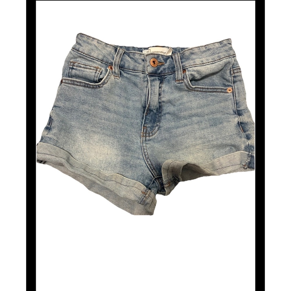 Generation Juniors Size 3 Light Wash Denim Jean Shorts Cuffed High Rise 5 Pocket